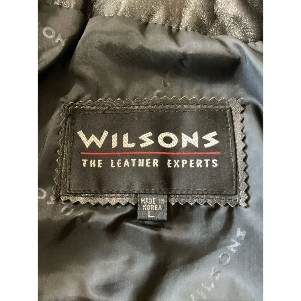 Wilson’s 100% Leather Mens Jacket Black Vintage 1980s